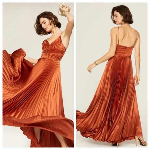 DELFI Collective Aria Satin Sweetheart Gown Brown M - Picture 1 of 11